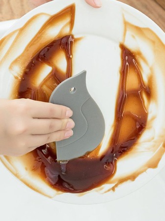 刮刀油刷,企鵝設計軟矽膠廚房工具適用於去除油污漬,烘烤