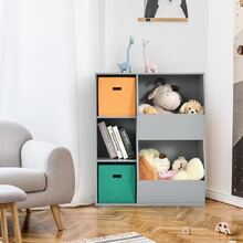 Costway Kids Toy Storage Cubby Bin Floor Cabinet Shelf Organizer w/2 Baskets - Grey - View 5