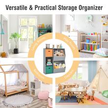 Costway Kids Toy Storage Cubby Bin Floor Cabinet Shelf Organizer w/2 Baskets - Grey - View 10