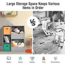 Costway Kids Toy Storage Cubby Bin Floor Cabinet Shelf Organizer w/2 Baskets - Grey - View 9