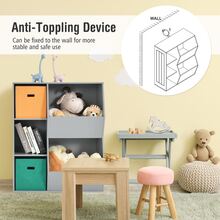 Costway Kids Toy Storage Cubby Bin Floor Cabinet Shelf Organizer w/2 Baskets - Grey - View 8
