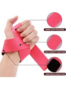 SKDK 1 对力量训练硬拉带健身房配件 - 玫紅色 - 查看 8