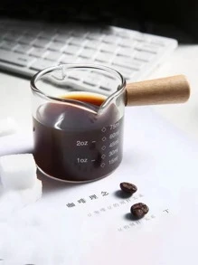 附有刻度的玻璃咖啡杯, 意大利風格的帶木柄咖啡萃取杯, 牛奶杯, 咖啡師工具 - 無色 - 查看 5