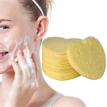 10 cái Có thể tái sử dụng Mặt Bột Puff , Gỗ Bột giấy Khuôn mặt Bọt biển Bột Puff , Đối với Sâu Loại bỏ - Hồng - Xem 1