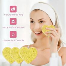 10 cái Có thể tái sử dụng Mặt Bột Puff , Gỗ Bột giấy Khuôn mặt Bọt biển Bột Puff , Đối với Sâu Loại bỏ - Hồng - Xem 3