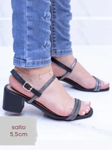 Women Heeled Sandals - Black - View 1
