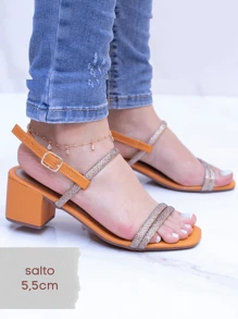Women Heeled Sandals - Naranja Quemada - Ver 1