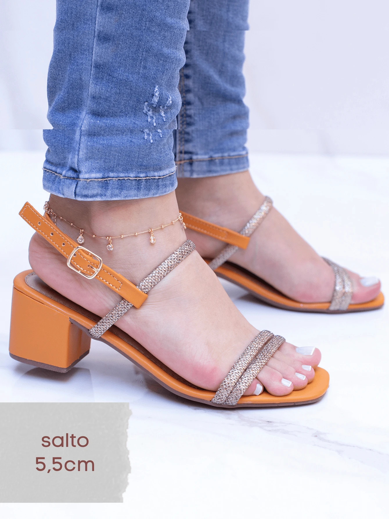 Women Heeled Sandals - Naranja Quemada - Ver 1