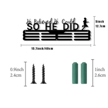 Colgador de medallas de metal, soporte para medallas deportivas, estante de almacenamiento para decoración del hogar - Negro - Ver 5