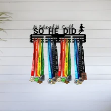 Colgador de medallas de metal, soporte para medallas deportivas, estante de almacenamiento para decoración del hogar - Negro - Ver 2