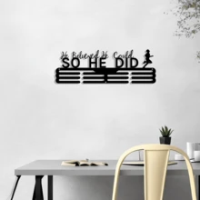 Colgador de medallas de metal, soporte para medallas deportivas, estante de almacenamiento para decoración del hogar - Negro - Ver 4