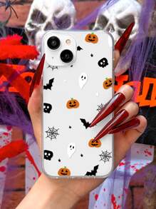 Halloween Skull Pattern Clear Phone Case