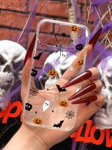 Halloween Skull Pattern Clear Phone Case