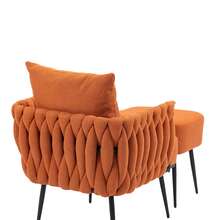 HOMEFUN Velvet Accent Chair Modern Upholstered Armchair Tufted Chair with Metal Frame Single Leisure Chairs for Living Room - trái cam - Xem 6