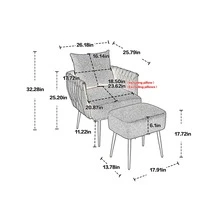 HOMEFUN Velvet Accent Chair Modern Upholstered Armchair Tufted Chair with Metal Frame Single Leisure Chairs for Living Room - trái cam - Xem 7