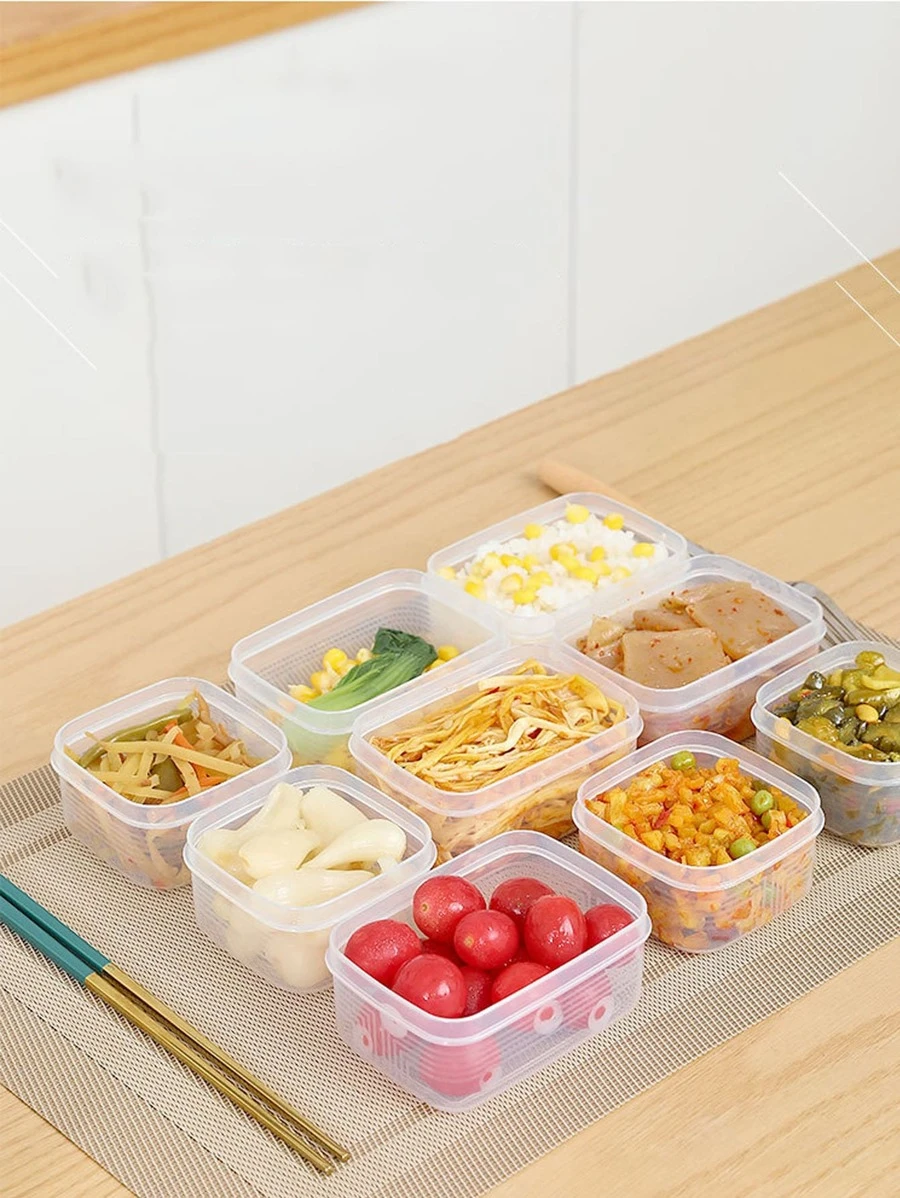 Multi-grain Meal Box/steamed Rice Box/divided Food Container, Microwavable, Freezable, Suitable For Weight Loss Diet, Measuring Brown Rice Box, Fresh-keeping Box - transparent square - View 1