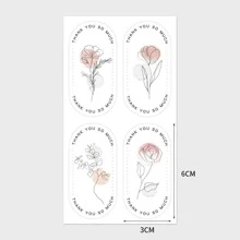 100 张/包花形感谢贴纸，礼品盒密封标签包装装饰 - 彩色 - 查看 2