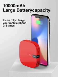 Mini Power Bank Portable Charger PowerBank 10000mAh Small Portable Phone Charger 5V2.1A Fast Charger Cute Battery Pack Compatible With Iphone And Android Phone - Red - View 6