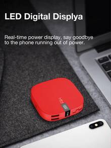 Mini Power Bank Portable Charger PowerBank 10000mAh Small Portable Phone Charger 5V2.1A Fast Charger Cute Battery Pack Compatible With Iphone And Android Phone - Red - View 4