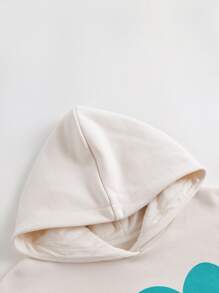 MARC&JANIE 年輕女孩流行塗鴉花朵圖案撞色連帽衫適用於秋季運動 - 白色 - 查看 5