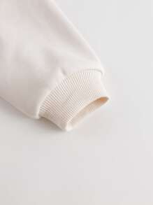 MARC&JANIE 年輕女孩流行塗鴉花朵圖案撞色連帽衫適用於秋季運動 - 白色 - 查看 7