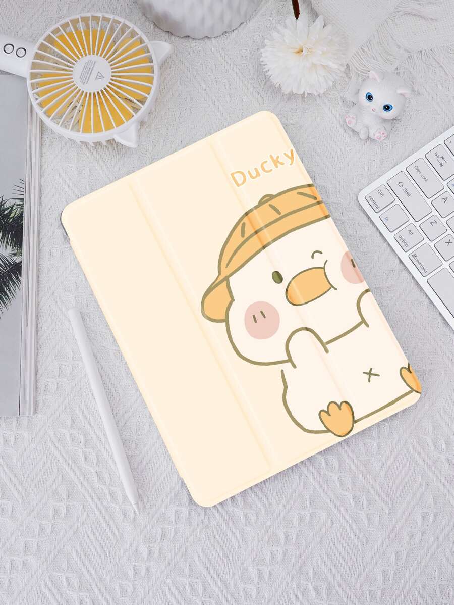 Vỏ Vịt Dễ Thương Tương Thích Với IPad Có Hộp Đựng Bút, Hỗ Trợ Nắp Ngủ/Thức Tự Động