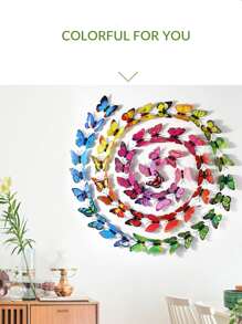 15/30/60/200 件随机颜色 3D 逼真双面胶蝴蝶，客厅卧室墙壁家居装饰，照明灯具，工艺品，生日派对节日装饰 - 彩色 - 查看 5