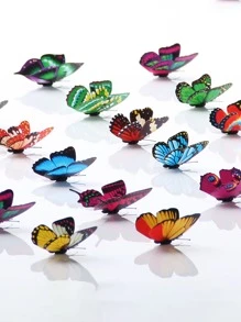 15/30/60/200 件随机颜色 3D 逼真双面胶蝴蝶，客厅卧室墙壁家居装饰，照明灯具，工艺品，生日派对节日装饰 - 彩色 - 查看 6
