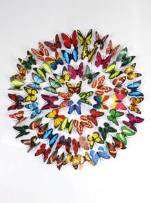 15/30/60/200 件随机颜色 3D 逼真双面胶蝴蝶，客厅卧室墙壁家居装饰，照明灯具，工艺品，生日派对节日装饰 - 彩色 - 查看 3