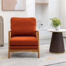 HOMEFUN Wood Frame Armchair Modern Accent Chair Lounge Chair for Living Room - trái cam - Xem 1