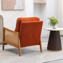 HOMEFUN Wood Frame Armchair Modern Accent Chair Lounge Chair for Living Room - trái cam - Xem 2