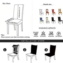 4PCS Black Waterproof PU Leather Dining Room Chair Covers Seat Covers for Dining Chairs - Black - View 3