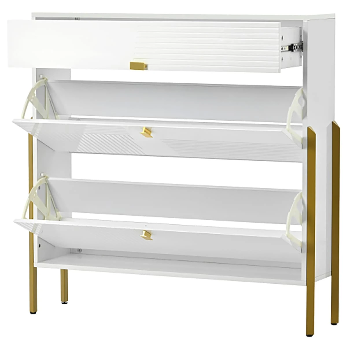 Shoe Cabinet with 2 Flip Drawers & 1 Slide Drawer, Modern Free Standing ...