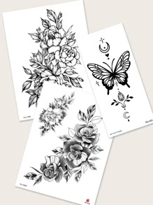 3 hình xăm dán hoa - màu đen - Xem 6