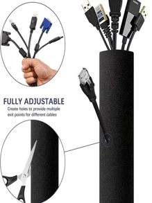 Tổ chức cáp Sự quản lý Bộ , Bàn làm việc Cable Sự quản lý , Máy tính Sợi dây Sắp xếp Và Lưu trữ Tay áo , Dây kéo Cable Lớp bảo vệ - màu đen - Xem 3