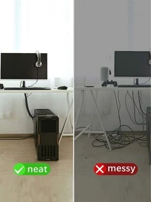 Tổ chức cáp Sự quản lý Bộ , Bàn làm việc Cable Sự quản lý , Máy tính Sợi dây Sắp xếp Và Lưu trữ Tay áo , Dây kéo Cable Lớp bảo vệ - màu đen - Xem 8