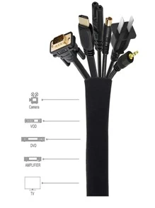 Tổ chức cáp Sự quản lý Bộ , Bàn làm việc Cable Sự quản lý , Máy tính Sợi dây Sắp xếp Và Lưu trữ Tay áo , Dây kéo Cable Lớp bảo vệ - màu đen - Xem 6