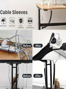 Tổ chức cáp Sự quản lý Bộ , Bàn làm việc Cable Sự quản lý , Máy tính Sợi dây Sắp xếp Và Lưu trữ Tay áo , Dây kéo Cable Lớp bảo vệ - màu đen - Xem 7