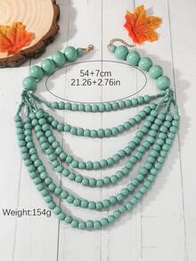 1 Miếng Lớp Kết cườm Đúng mốt Dân tộc Phong cách Bohemian Dây chuyền Đối với phụ nữ - Màu xanh nhạt - Xem 3