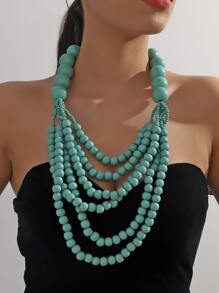 1 Miếng Lớp Kết cườm Đúng mốt Dân tộc Phong cách Bohemian Dây chuyền Đối với phụ nữ - Màu xanh nhạt - Xem 1