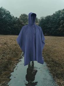 Poncho Impermeable Para Lluvia Grueso - Azul - Ver 2