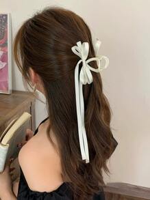 1入優雅甜美芭蕾風格蝴蝶結髮爪可愛 - 米色 - 查看 1