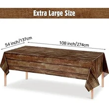 1 件棕色木纹桌布，一次性乡村风格矩形桌布，适用于西部谷仓主题生日、婚礼、派对装饰、家居防尘罩、派对用品、返校情人节 - 棕色 - 查看 5