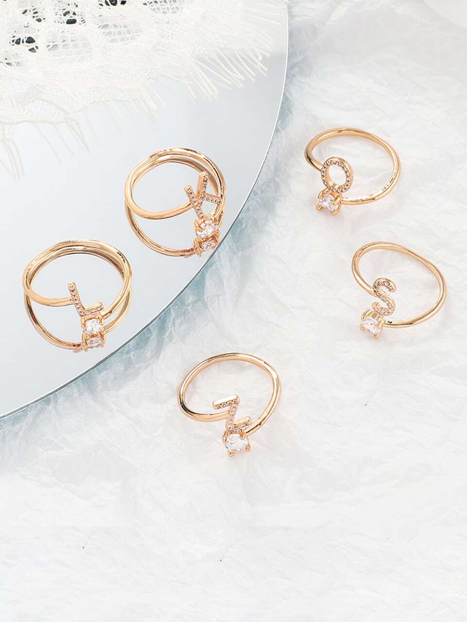 1pc Fashion Cubic Zirconia Decor A Shaped Ring For Women For Daily Decoration