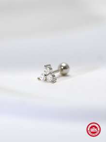 1 đôi bông tai hình tam giác bằng bạc sterling 925, kiểu dáng thời trang đa năng, đính đá Cubic Zirconia hình cầu, quà tặng trang sức cho phụ nữ. - màu trắng bạc - Xem 4