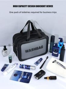 1 szt Czarny Wodoodporny Torba na przybory toaletowe Z Odseparowany Suchy I Mokry Przechowywanie , Podwójna warstwa , Duża pojemność , Przenośny , Dla kobiet/mężczyzn , Odpowiedni Na podróż , Biznes , Siłownia , Pływanie , Kabina prysznicowa , Kosmetyki I Przybory toaletowe Przechowywanie - Czarne - Zobacz 5