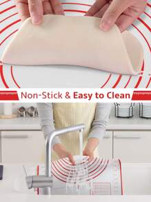 1pc Silicone Kneading Board, Silicone Pastry Mat, Extra Non Stick Baking Mat With Measurement Fondant Mat, Counter Mat, Dough Rolling Mat, Oven Liner, Pie Crust Mat, Roll Up Receive Kneading Pad Back To School - Red - View 5