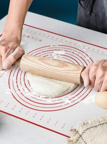 1pc Silicone Kneading Board, Silicone Pastry Mat, Extra Non Stick Baking Mat With Measurement Fondant Mat, Counter Mat, Dough Rolling Mat, Oven Liner, Pie Crust Mat, Roll Up Receive Kneading Pad Back To School - Red - View 2