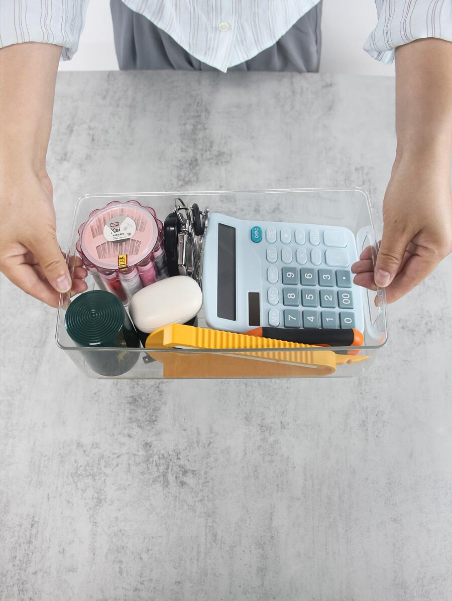 桌面盒子透明亚克力化妆品盒宿舍口罩抽屉盒化妆品盒架子厨房浴室客厅收纳架透明1件 - 無色 - 查看 1