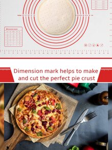 1pc Silicone Kneading Board, Silicone Pastry Mat, Extra Non Stick Baking Mat With Measurement Fondant Mat, Counter Mat, Dough Rolling Mat, Oven Liner, Pie Crust Mat, Roll Up Receive Kneading Pad Back To School - Red - View 6